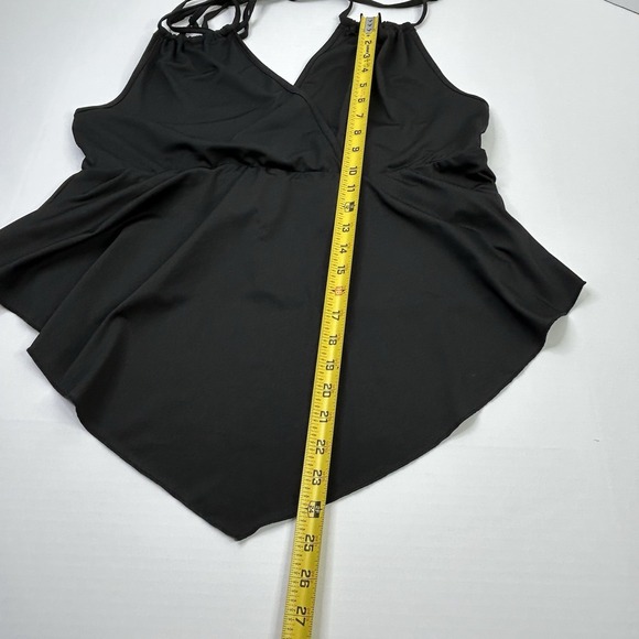SHEIN Curve Halter Hanky Hem Top Tie Back Cropped Black Womens 2XL Babydoll - Picture 6 of 10